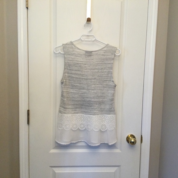 Anthropologie W5 Grey White Lace Layered Tank Sz S - Picture 3 of 9